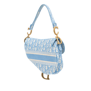 Oblique Embroidered Canvas Saddle Bag