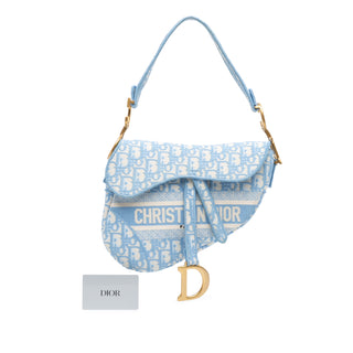 Oblique Embroidered Canvas Saddle Bag