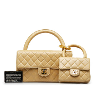 Lambskin Parent Child Kelly Set Top Handle Bag