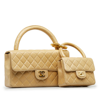 Lambskin Parent Child Kelly Set Top Handle Bag
