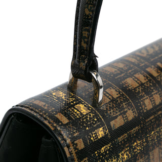 Tartan Saffiano Trimmed Tessuto Satchel