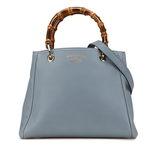 Small Calfskin Bamboo Shopper Satchel