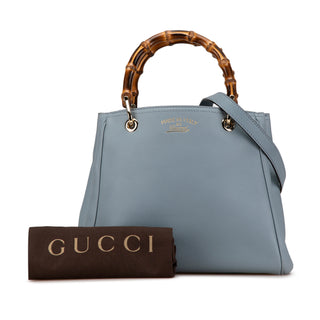 Small Calfskin Bamboo Shopper Satchel