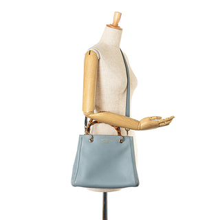 Small Calfskin Bamboo Shopper Satchel