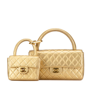 Lambskin Parent Child Kelly Set Top Handle Bag