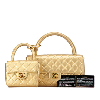 Lambskin Parent Child Kelly Set Top Handle Bag