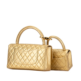 Lambskin Parent Child Kelly Set Top Handle Bag