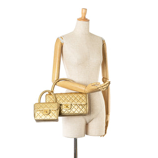 Lambskin Parent Child Kelly Set Top Handle Bag