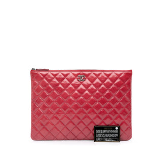 Large Quilted Patent O Case Clutch