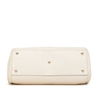 Medium Calfskin Bamboo Shopper Satchel