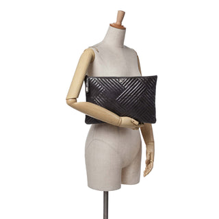 Large CC Distressed Quilted Patent Chevron Crossing O Case