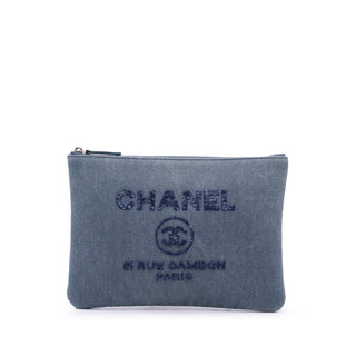 Medium Denim Sequin Deauville O Case Clutch