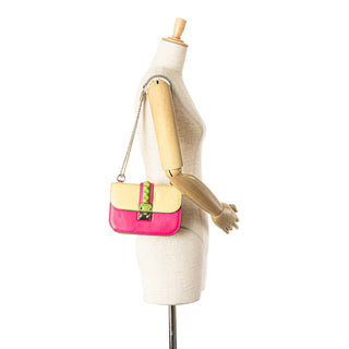 Small Tricolor Leather Rockstud Glam Lock Crossbody