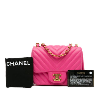 Mini Square Classic Chevron Lambskin Flap