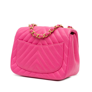 Mini Square Classic Chevron Lambskin Flap