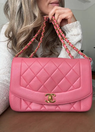 Rare Vintage Chanel Pink Diana Flap Bag
