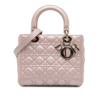 Medium Pearlescent Lambskin Cannage Lady Dior