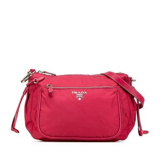 Saffiano Trimmed Tessuto Zip Top Crossbody