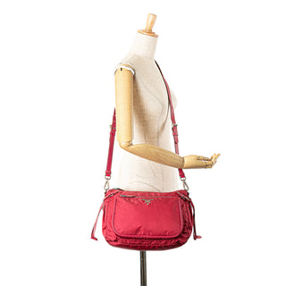 Saffiano Trimmed Tessuto Zip Top Crossbody