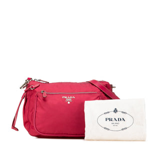 Saffiano Trimmed Tessuto Zip Top Crossbody