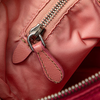 Saffiano Trimmed Tessuto Zip Top Crossbody