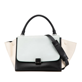 Medium Tricolor Leather Trapeze Satchel