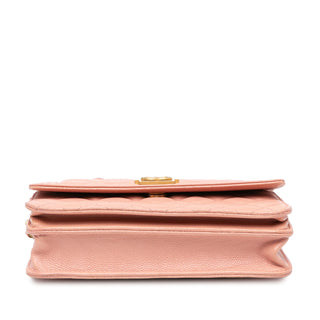 Quilted Caviar Square Boy Wallet On Chain