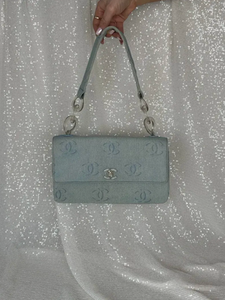 Vintage Chanel Lucite Chain Denim Flap Bag