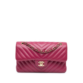 Small Classic Chevron Lambskin Double Flap