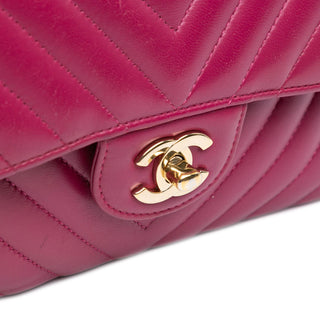 Small Classic Chevron Lambskin Double Flap