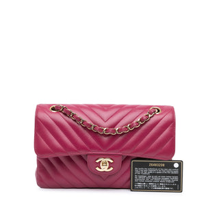 Small Classic Chevron Lambskin Double Flap