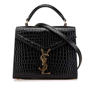 Mini Croc Embossed Monogram Cassandra Satchel
