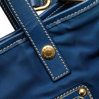 Saffiano Trimmed Tessuto Logo Oro Satchel