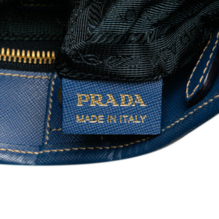 Saffiano Trimmed Tessuto Logo Oro Satchel