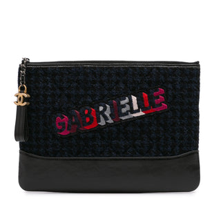 Quilted Tweed and Calfskin Embroidered Gabrielle Clutch