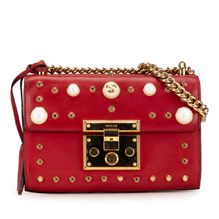 Small Pearl Studded Leather Padlock Crossbody