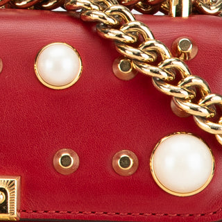 Small Pearl Studded Leather Padlock Crossbody