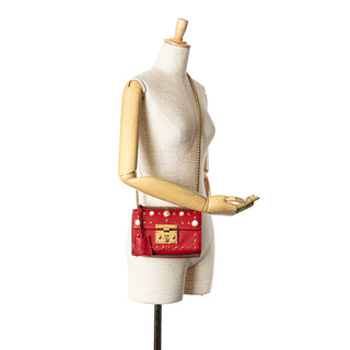 Small Pearl Studded Leather Padlock Crossbody