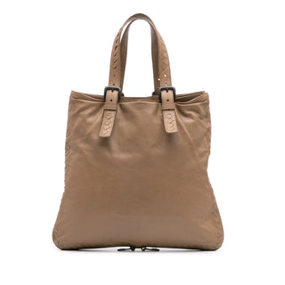 Leather Intrecciato Side Zip Tote