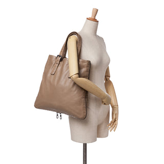Leather Intrecciato Side Zip Tote