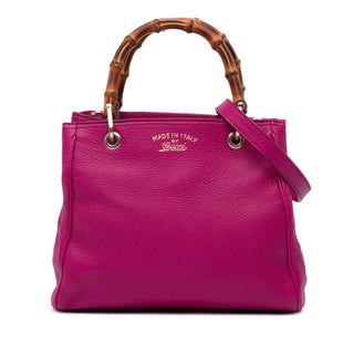 Small Calfskin Bamboo Shopper Satchel