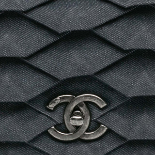 Small Pleated Denim Scale Effect Turtle Flap