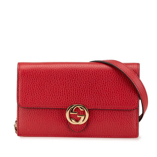 Leather Interlocking G Dollar Wallet on Chain