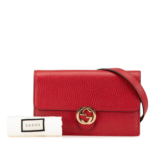 Leather Interlocking G Dollar Wallet on Chain