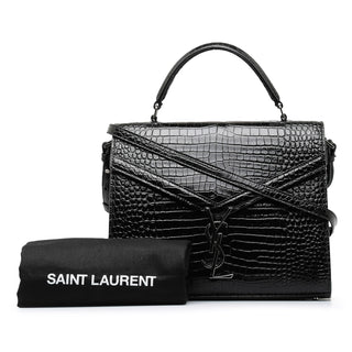 Medium Crocodile Embossed Cassandra Top Handle Bag