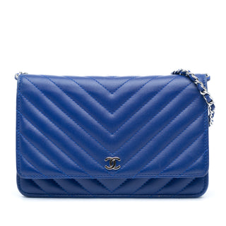 Lambskin Chevron Trendy Wallet On Chain